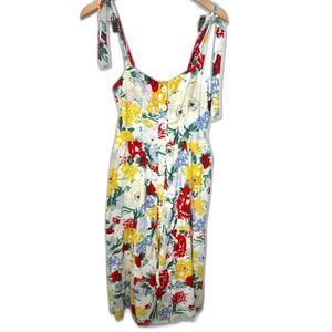 Urban outfitters floral midi dress button front tie shoulder Medium EUC spring